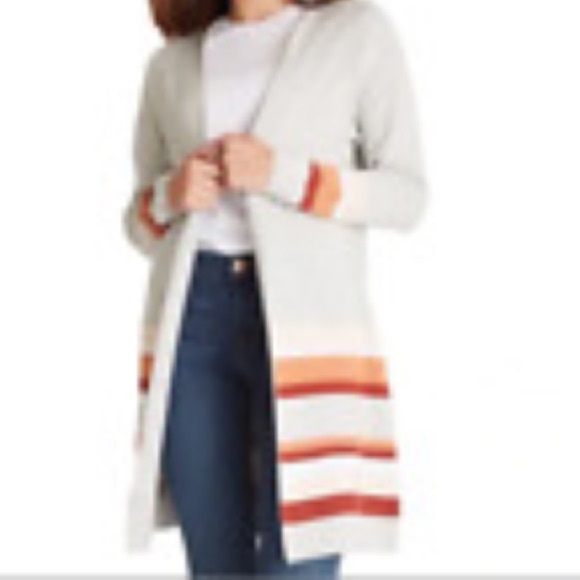Apt. 9 BoHo open front cardigan striped duster sweater long Large comfort colors - Picture 1 of 8